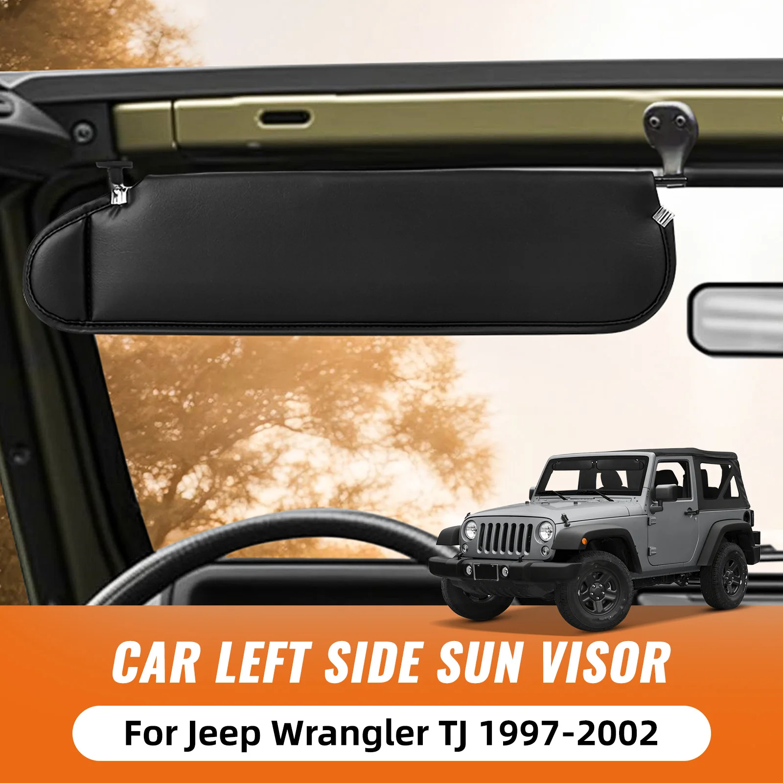 

5EP35LAZAE For Jeep Wrangler TJ 1997 1998 1999 2000 2001 2002 Car Left/Right PVC Black Sun Visor 5EP34LAZAE Car Accessories