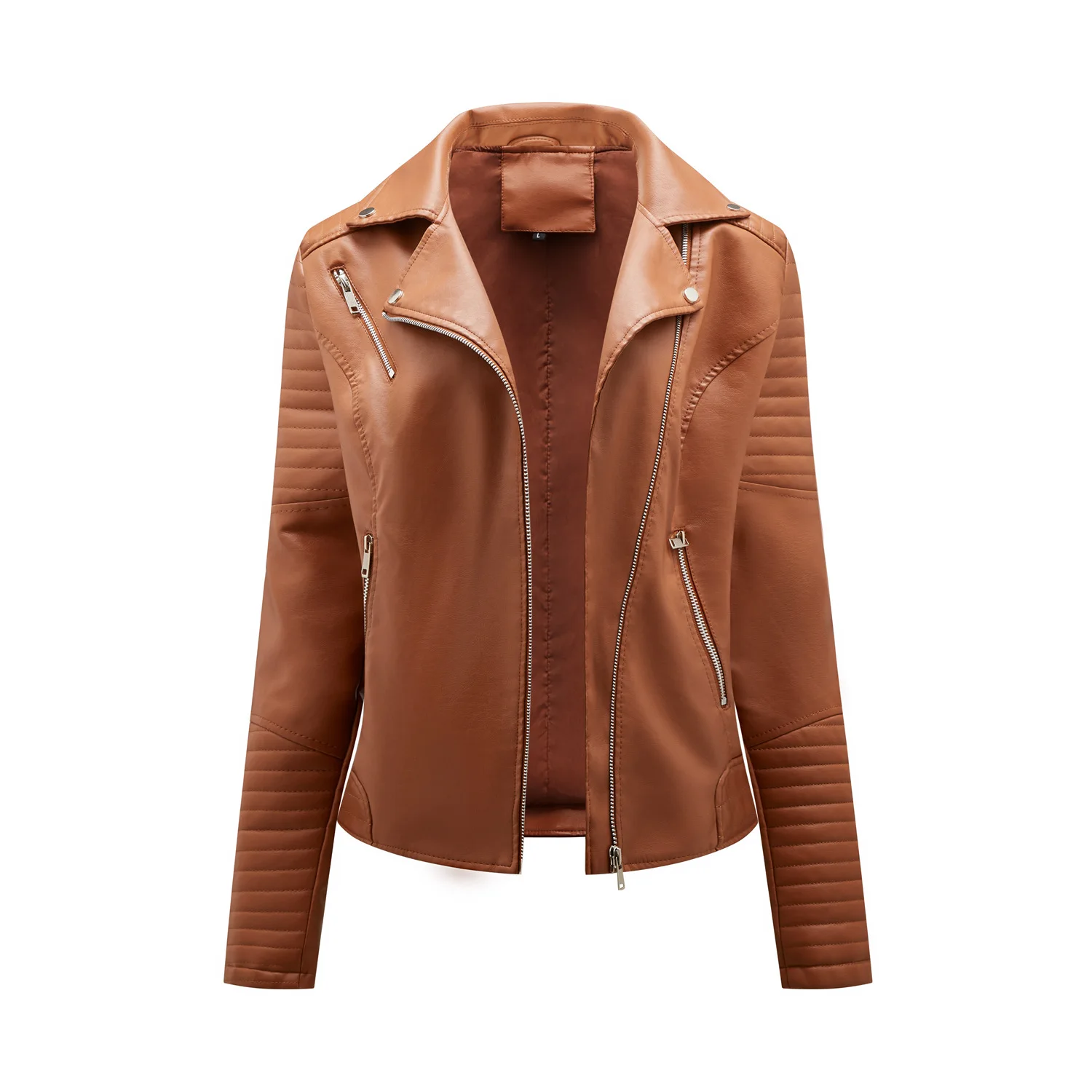 Lederjacke Frauen Herbst Frühling Frauen Moto Biker Reiß verschluss Jacke rot schwarz Aprikose Kaffee Schaffell Mantel für Frauen