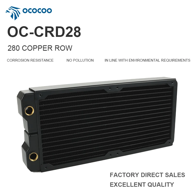 OCOCOO PC DIY 40mm Copper Water Cooling Radiator Liquid Cooler High Performance Silent Cooling with 140mm Fan OC-CRD28