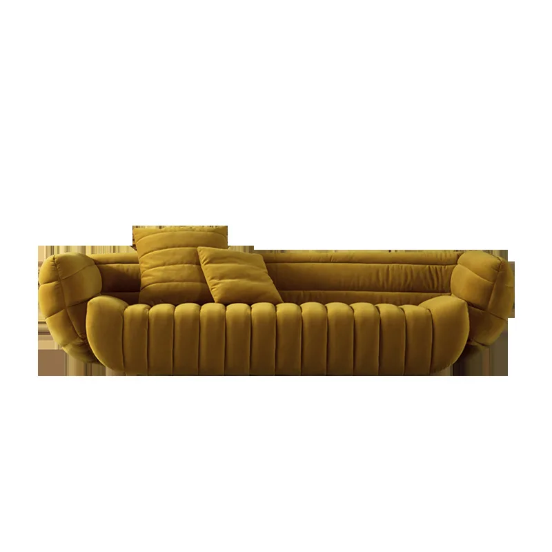 

American fabric art simple light luxury living room hotel size solid wood sofa combination leather art