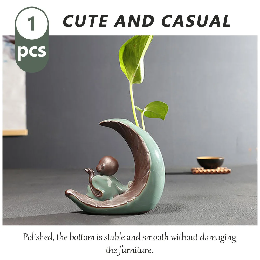 1Pcs Zen Monk Ceramic Vase Matte Texture Desktop Flower Pot Home Decor Artistic Floral Arrangement Holder Ceramic Vase
