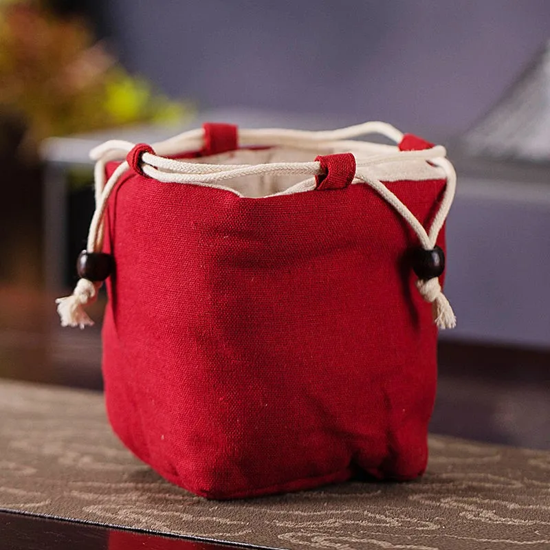 Red Tea Set Tea Cozies Outdoor Travel 1Pot 2 Cups Storage Bag Storage Bag Master Cup Bag Simple and Creative Portable Bag LE750