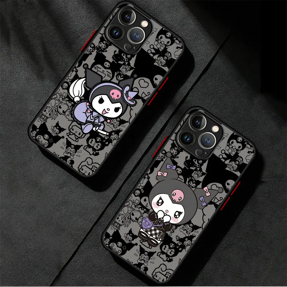 Sanrio kuromi Phone Case for iPhone 14 Plus XS Max 13 15 Pro Max XR X 12 Mini 7 8 Plus 11 Pro 13 Matte Soft Clear Cover