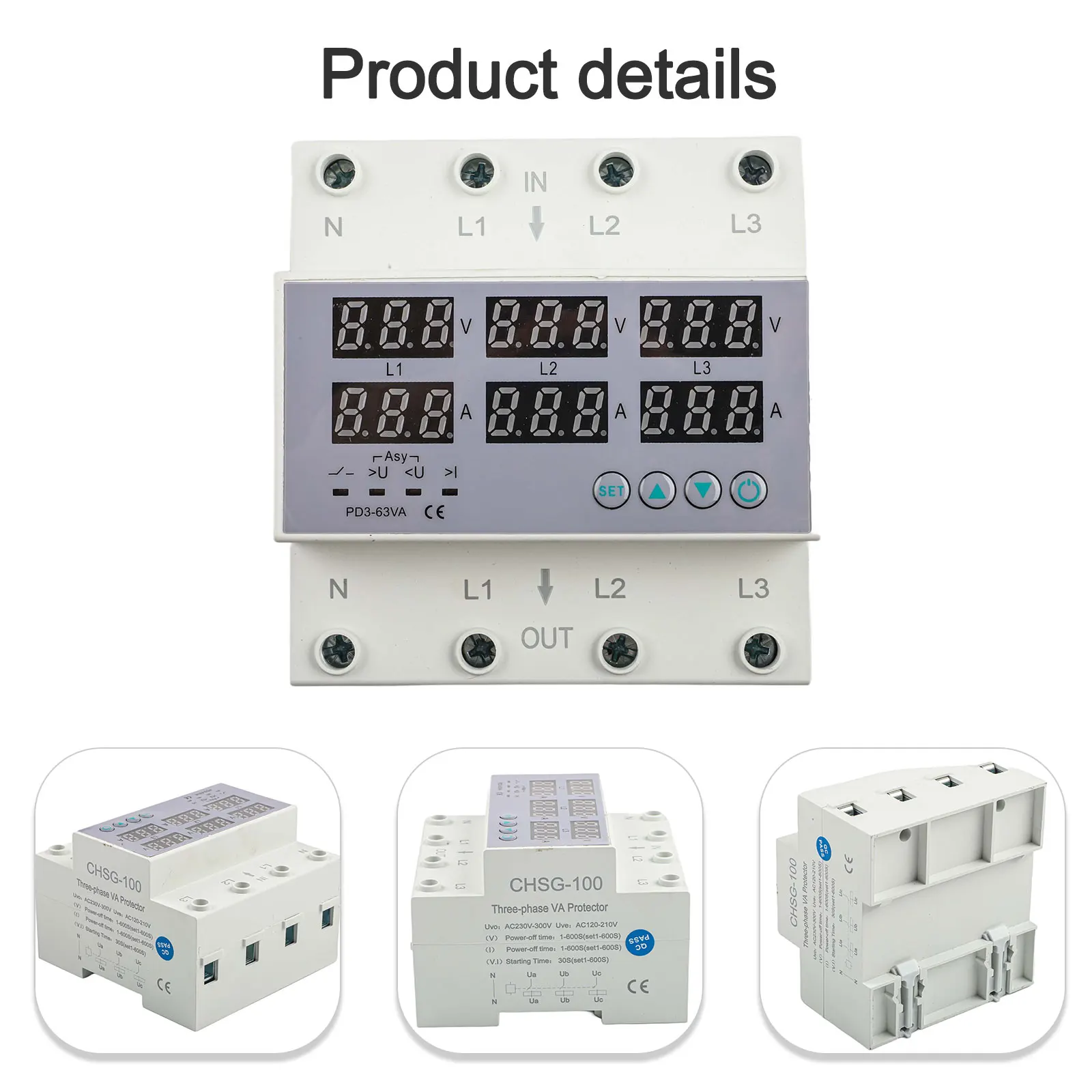 Interruttore automatico limitatore di tensione regolabile limitatore di corrente di sicurezza elettrica 91mm * 50mm * 90mm Design compatto per il controllo della tensione