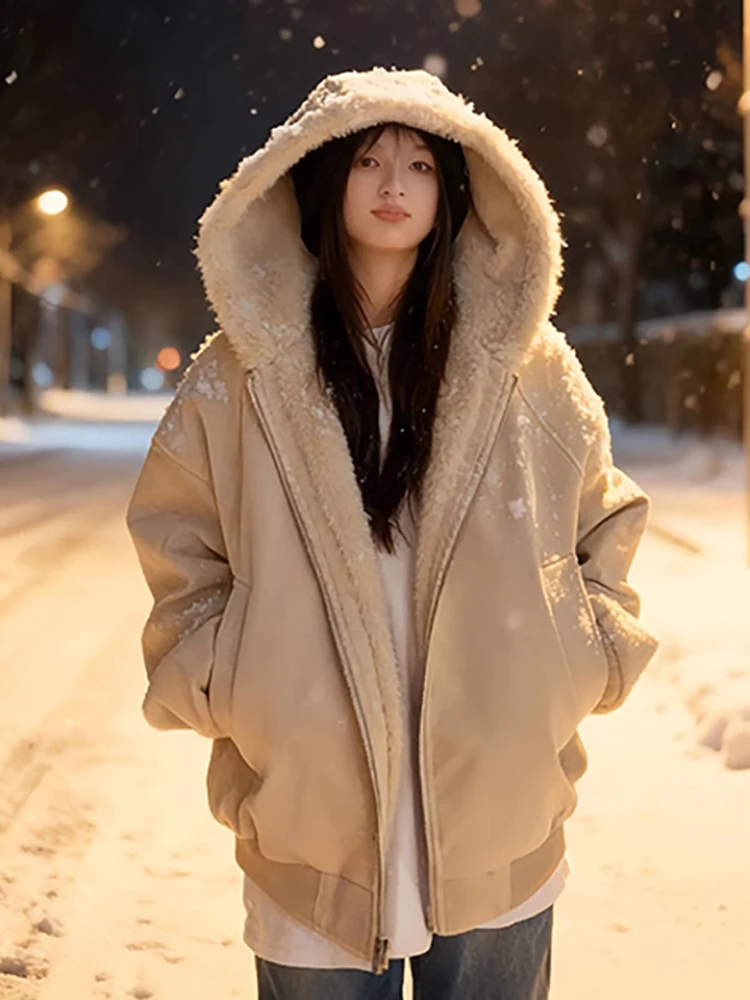 

Retro American Sle Men's And Women's Thiened Fce Lined Cotton Jaet Warm Winter Coat Mountain Eagle Design Casual Wear