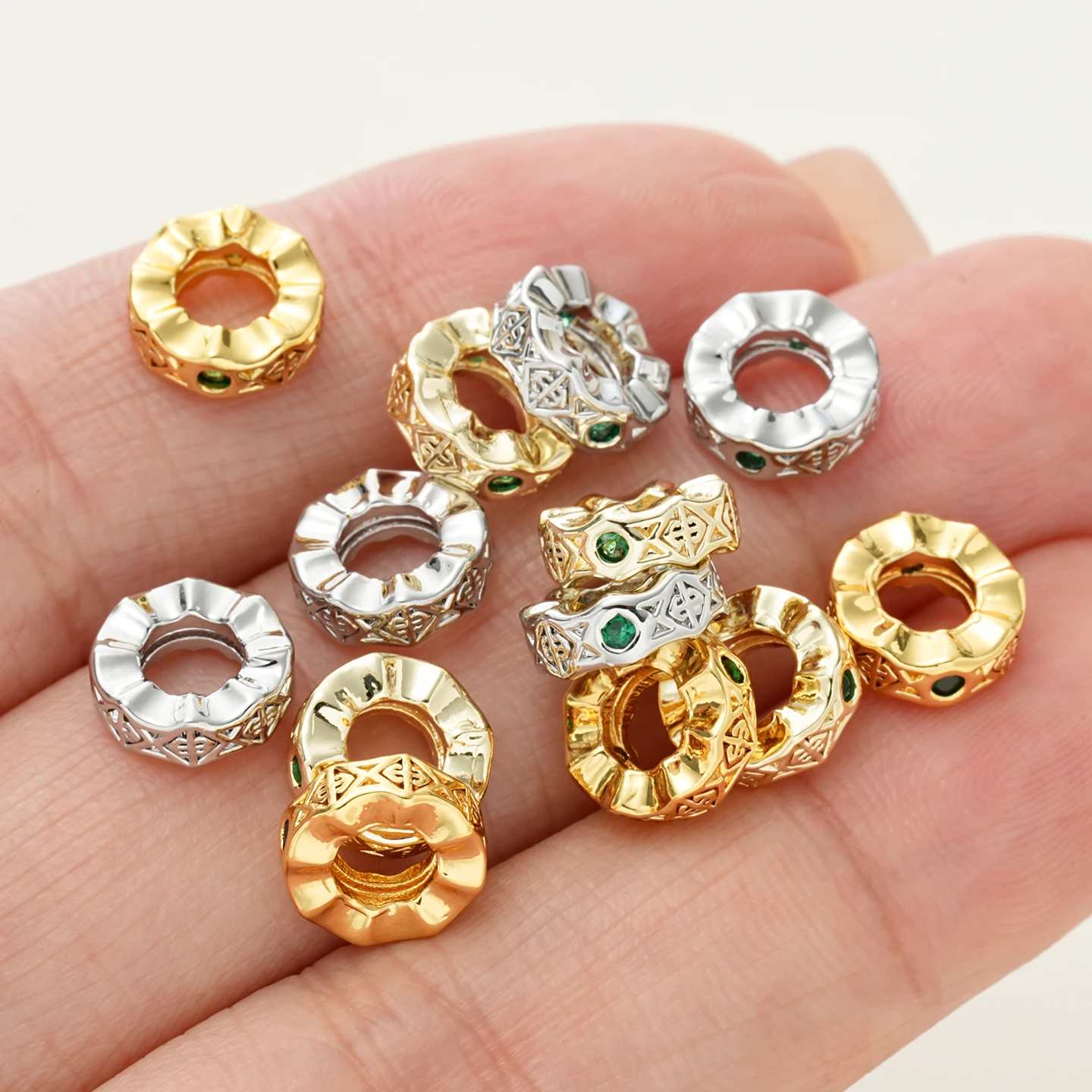 2Pcs/Pack 3*8mm 14/18K Gold Color Plated Lnlaid Zircon Spacer Beads for DIY Necklace Bracelets Jewelry Making Accessories
