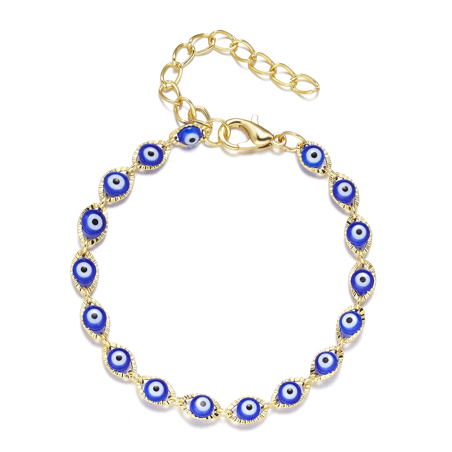 Blue Evil Eye Bracelet for Women Fashion Turkish Lucky Resin Bead Chain Adjustable Bangle Bracelet Birthday Party Jewelry Gift