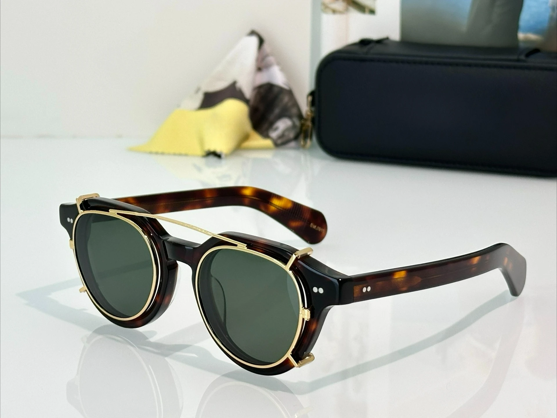 

High Quality Vintage Acetate Clip on Sunglasses BAITSIM For Men Women Designer Brand Lemtosh Tortoise Frame Fashion Eyeglasses