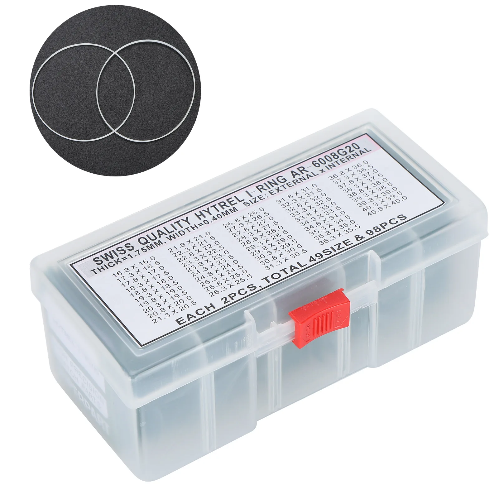 Watch repair tool, watch waterproof ring, rubber ring 1.75MM16-40MM waterproof ring set, white waterproof ring.