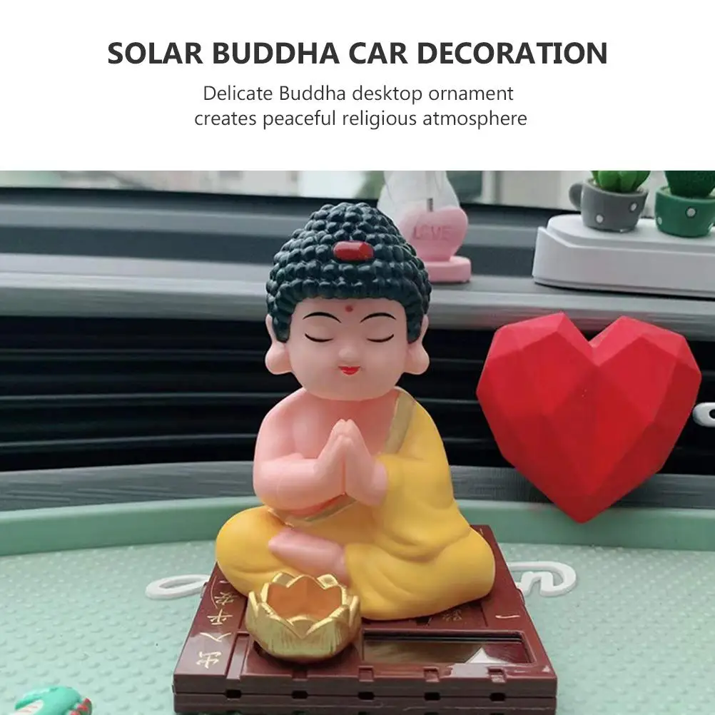 

Buddha Statue Car Decoration Interior Ornaments Retro Solar Powered Figurine Dashboard Accessories Plastic Religious Design