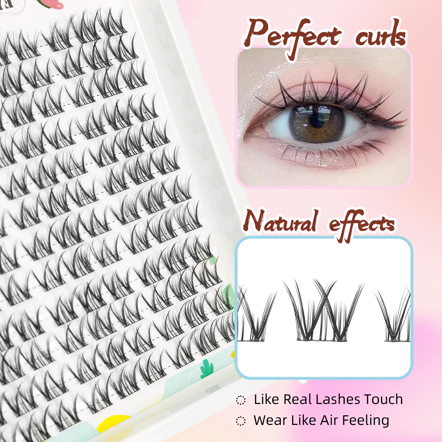 108Pcs Lazy Trilogy False Eyelash Thick Simulation Single Cluster Curling Comic Light European and American Little Devil Eyelash