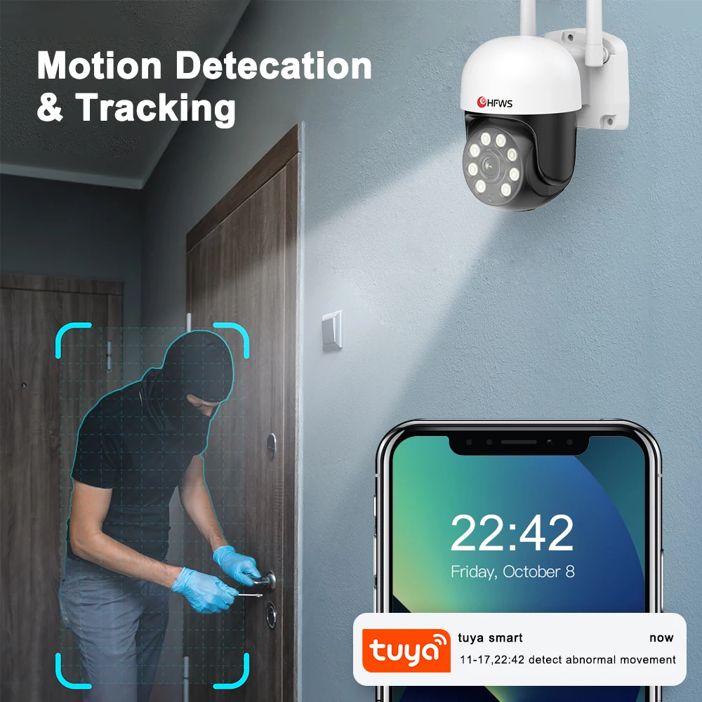 Tuya 3MP PTZ Wifi Camera Outdoor Video Surveillance Cameras With Wifi Security IP Camera For Smart Home