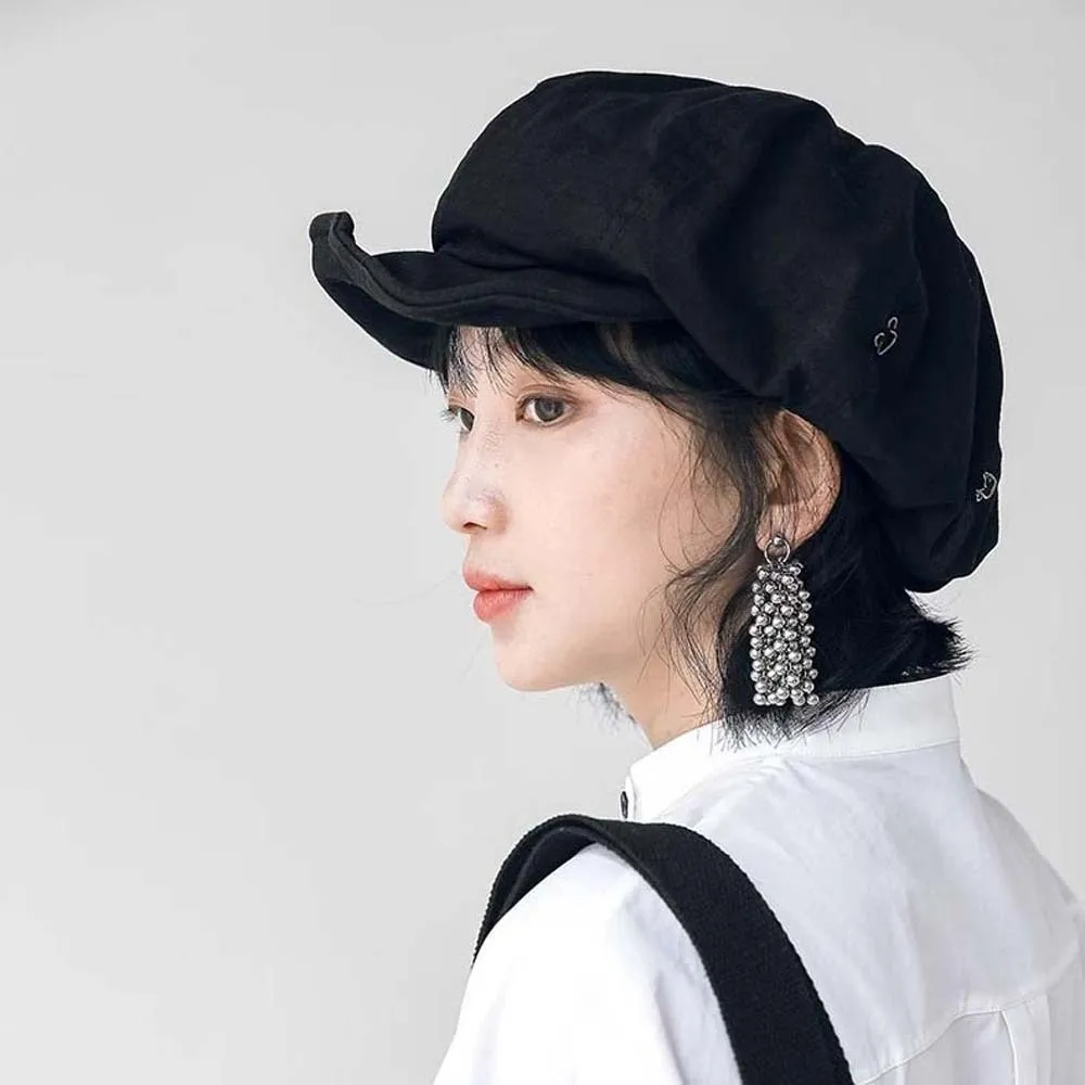 Asymmetric Cloud Beret Cap Street Style Big Head Circumference Retro Octagonal Hat Polyester Japanese Style Women Artist Hat