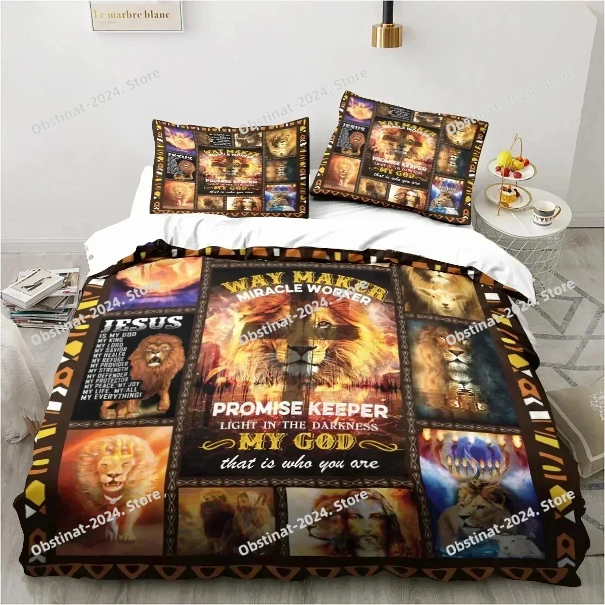 Jesus Christ Church Mary Christian Religious Bedding Set Printed Comforter Duvet Cover Pillow Case 3 Pieces Sets Kids Adult Size