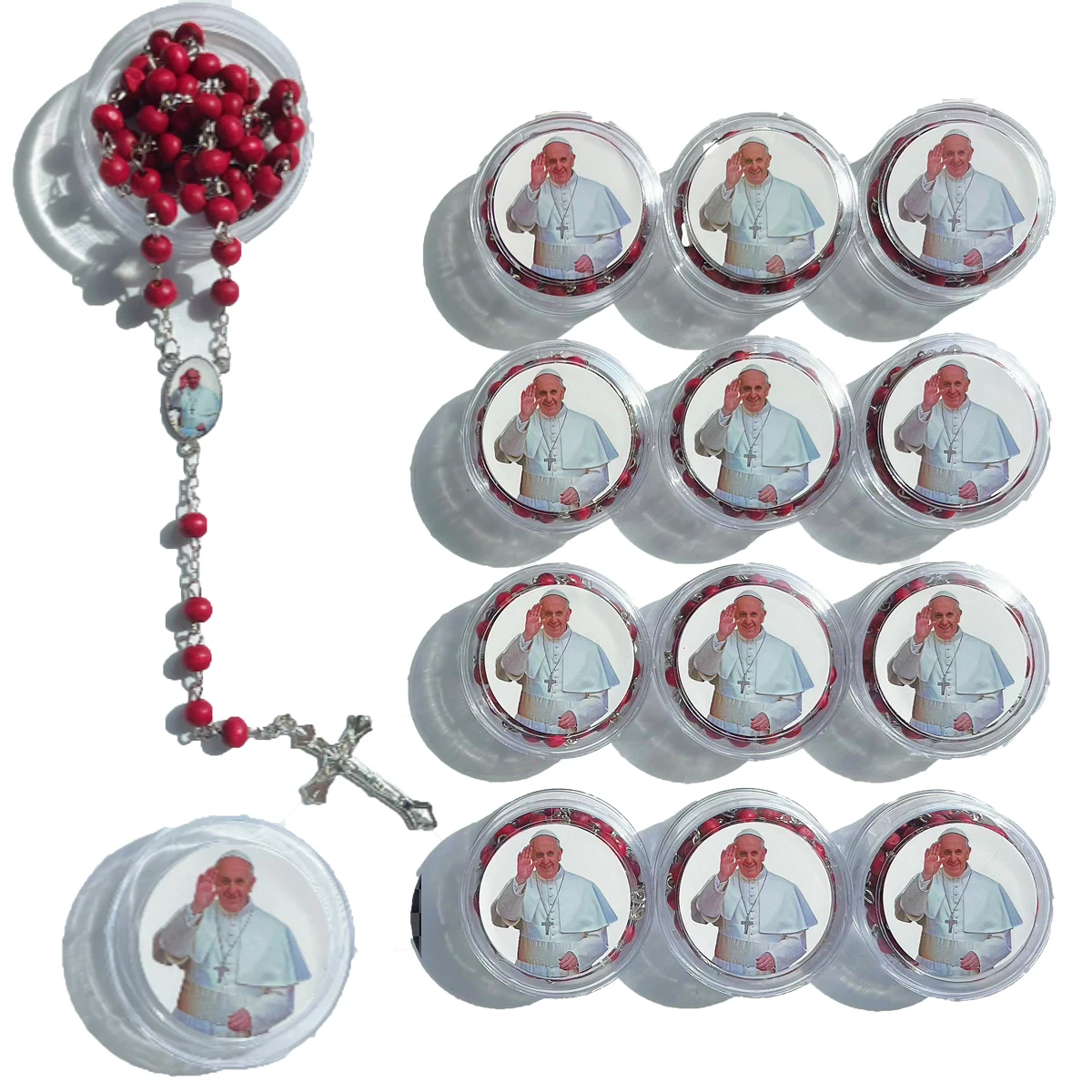 12Pcs col-p Catholic Handmade Pope Francis Rose Scented Bead Rosary Blessed and Sanctified with the Prayer to Mary Undoer of Kno