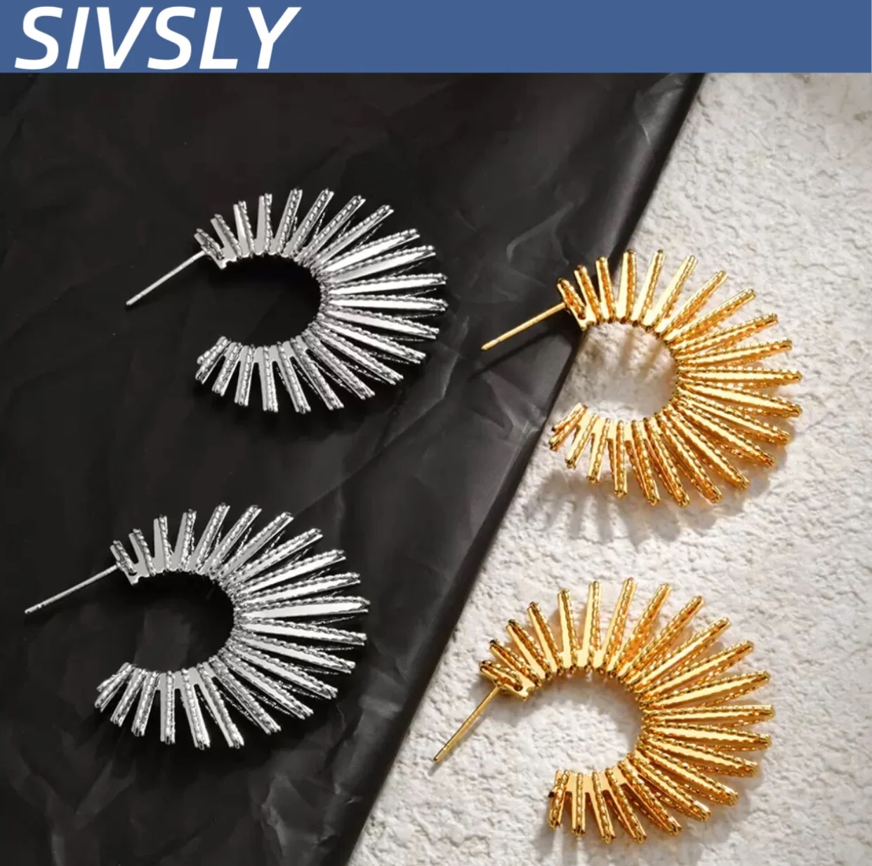 

[Radiant] Copper-plated real gold braided line earrings, luxury and high-end, New style, elegant ear ornaments