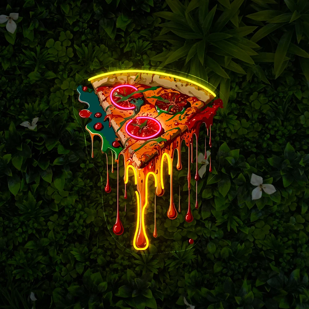 Dripping Pizza Led Neon Sign for Pizza Shop Decor Neon Restaurant Kitchen Wall Hanging Neon Light Custom Business Light Sign