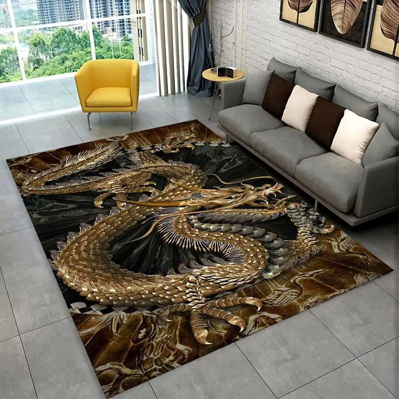 Classic Chinese Elements Style Large Area Rug Non-slip Durable Carpet for Bedroom Living Room Sofa Doormat Home Decor Floor Mat