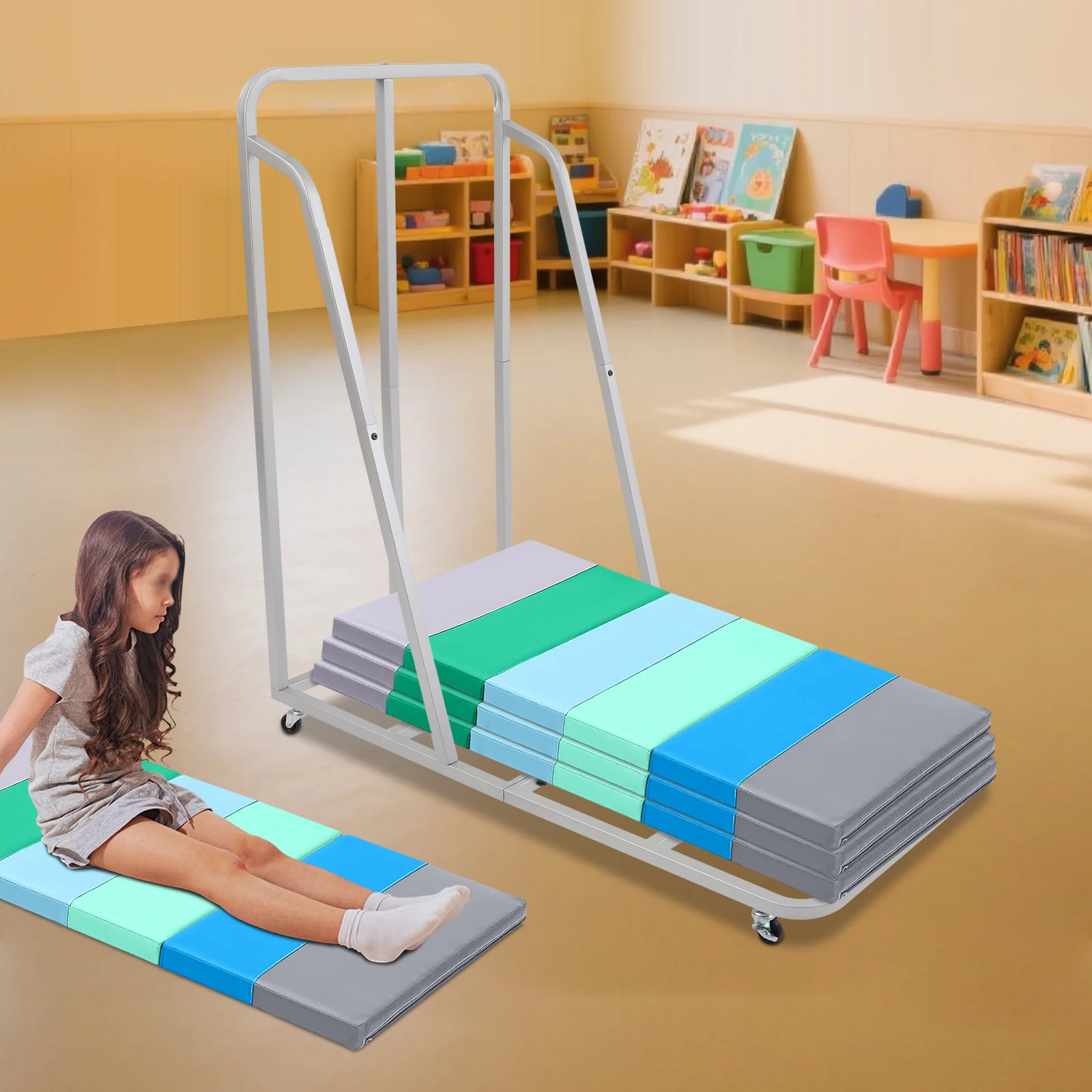 Rest Mat Handcart Storage Cart Sleeping Mat Rolling Cart with 5 Rotatable Casters Maximum Load Capacity 100LBS
