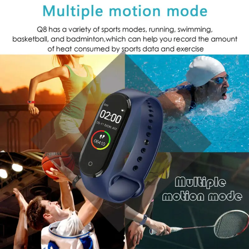 M4 스마트 디지털 시계 팔찌, 심박수 모니터링, 러닝 보수계 칼로리 카운터, 건강 스포츠 트래커