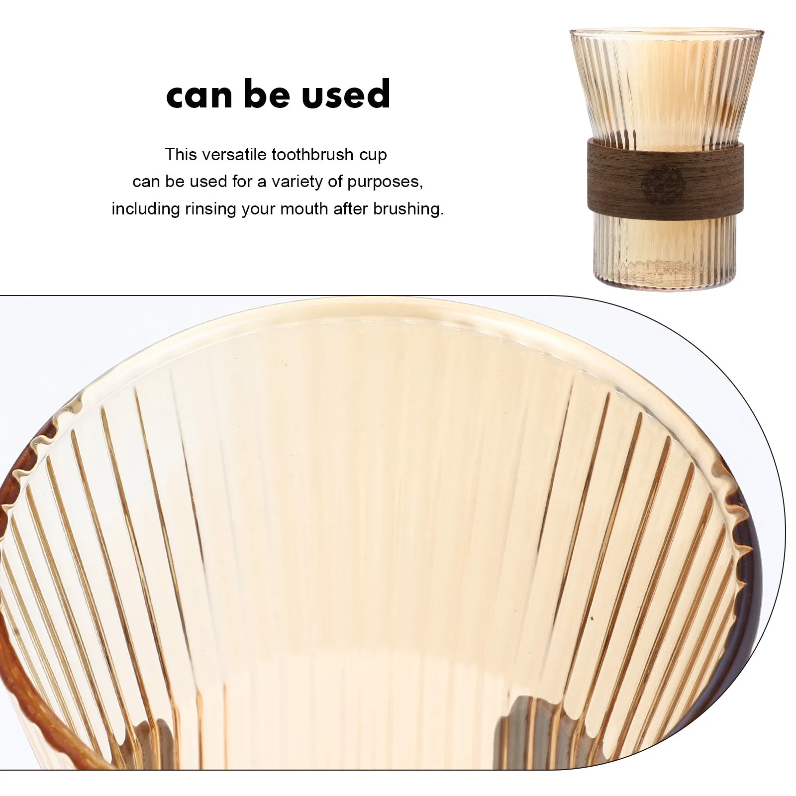 

Стеклянная чашка для зубной щетки для ванной комнаты, деревянная талия, дизайн, прозрачный стакан для полоскания рта, практичная многофункциональная стеклянная чашка для питья воды