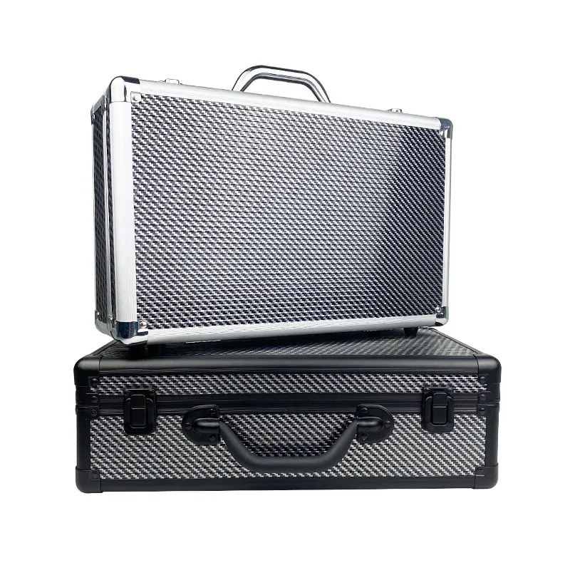 Tool Box Carbon Fiber Hard Case Shockproof Briefcase Multifunction Precise Instrument Case Hardware Tool Box Aluminum Case Foam