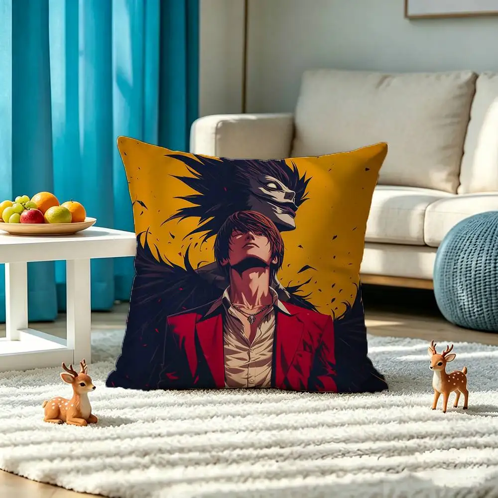 D-Death Note Light Yagami Pillow Case Square Double-Sided Sofa Cushion Cover Bedroom Bedside Pillow