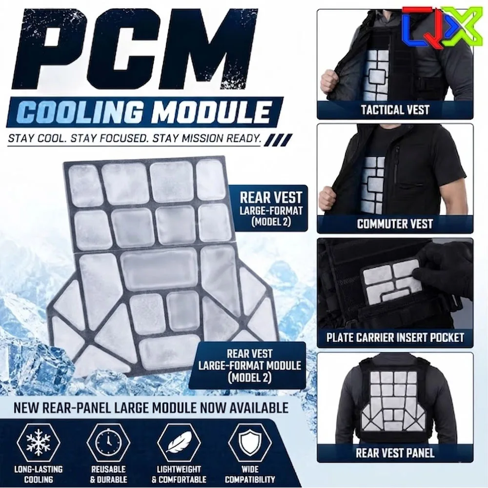 QX Tactical Vest Cooling Pad PCM Cooling Module Reusable Cold Pack Insert Heat Relief Gear for Outdoor Work Summer Sports