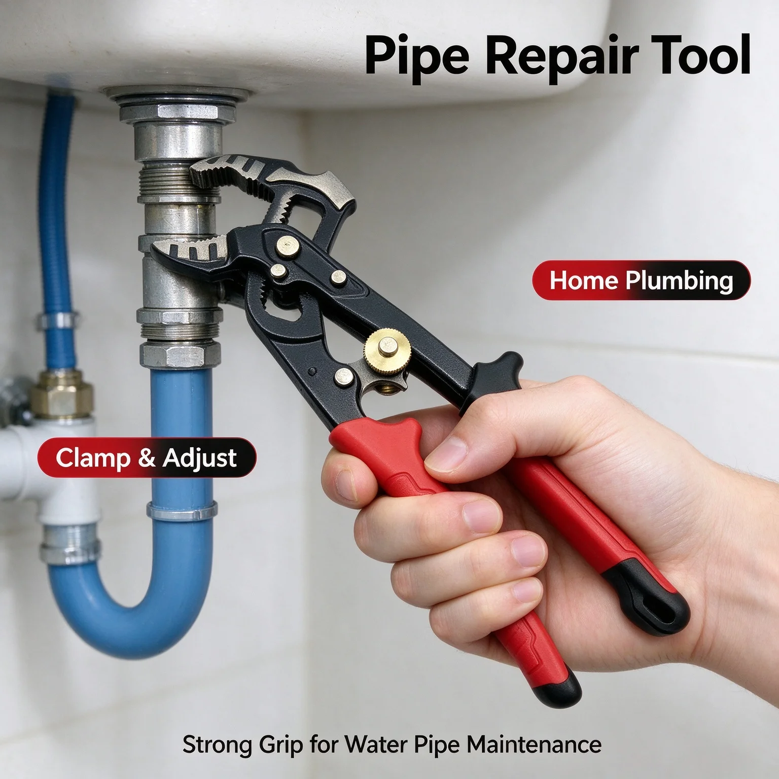 Adjustable Water Pump Pliers 8 Inch Quick One‑Hand Clamp Pipe Repair 2‑48MM Clamping Range for Home Industrial Maintenance