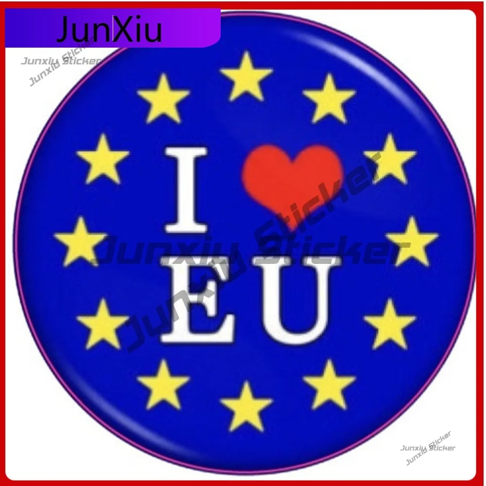 

Stylish Vinyl Stickers I Love EU Circular window laptop car wall European Union Brexit remain human rights antifa peace