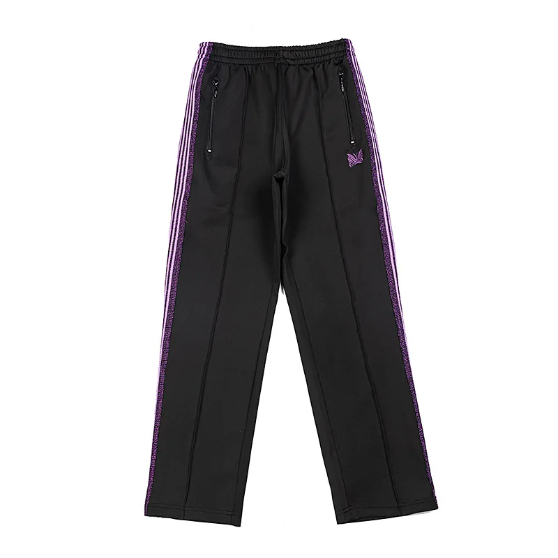 New Black Pattern Embroidery Casual Men Woman 1:1 Best Quality Side Edge Weaving Zipper Drawstring Joggers Sweatpants