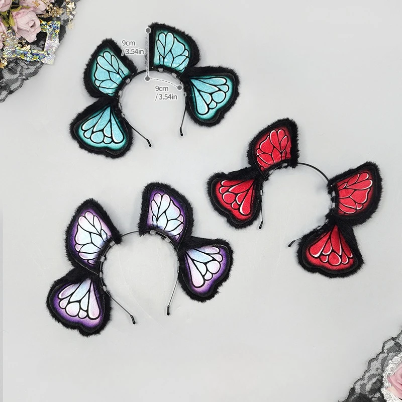 Lolita Butterfly Ear Headband Comic-Con Fantasy Creature cos Props Dark Gothic Starry Sky Butterfly Headgear