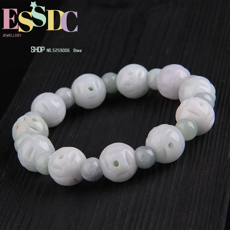 Natural Burmese Jadeite Jade Beads Carved Passepartout Male And Female Models Lucky  Old Mine Emerald Bracelet