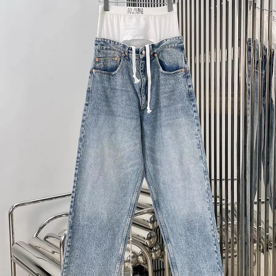 

Spring 2024 patchwork letter underpants Straight leg Slimming age-reducing high-waisted jeans