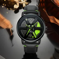 UTHAI L98 Brand Watch Men's Fashion Sports Personality Car Hub 360° Rotation Waterproof Leather Male's Quartz Clock Wristwatch