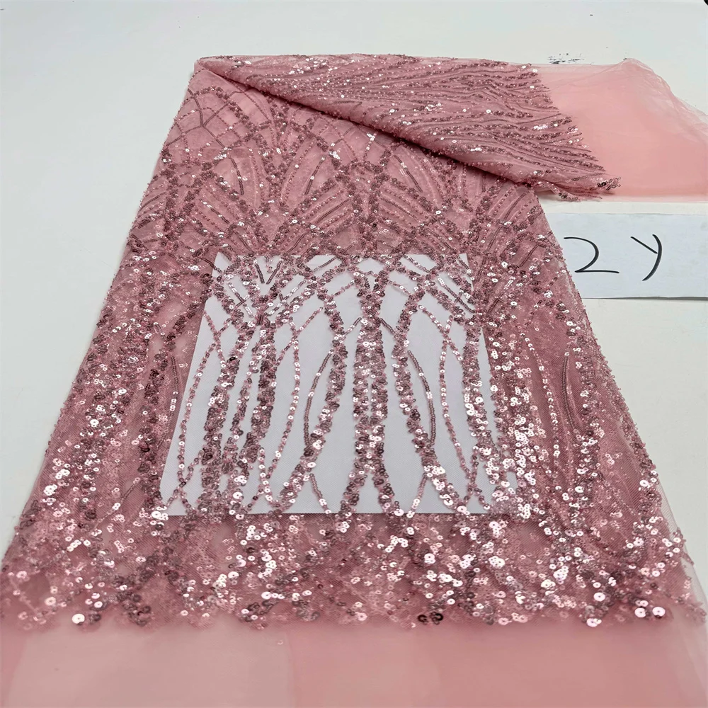2 metri africano paillettes in rilievo sposo tessuto di pizzo francese di alta qualità tulle tessuto di pizzo 2026 ricamo tessuti di pizzo nigeriano