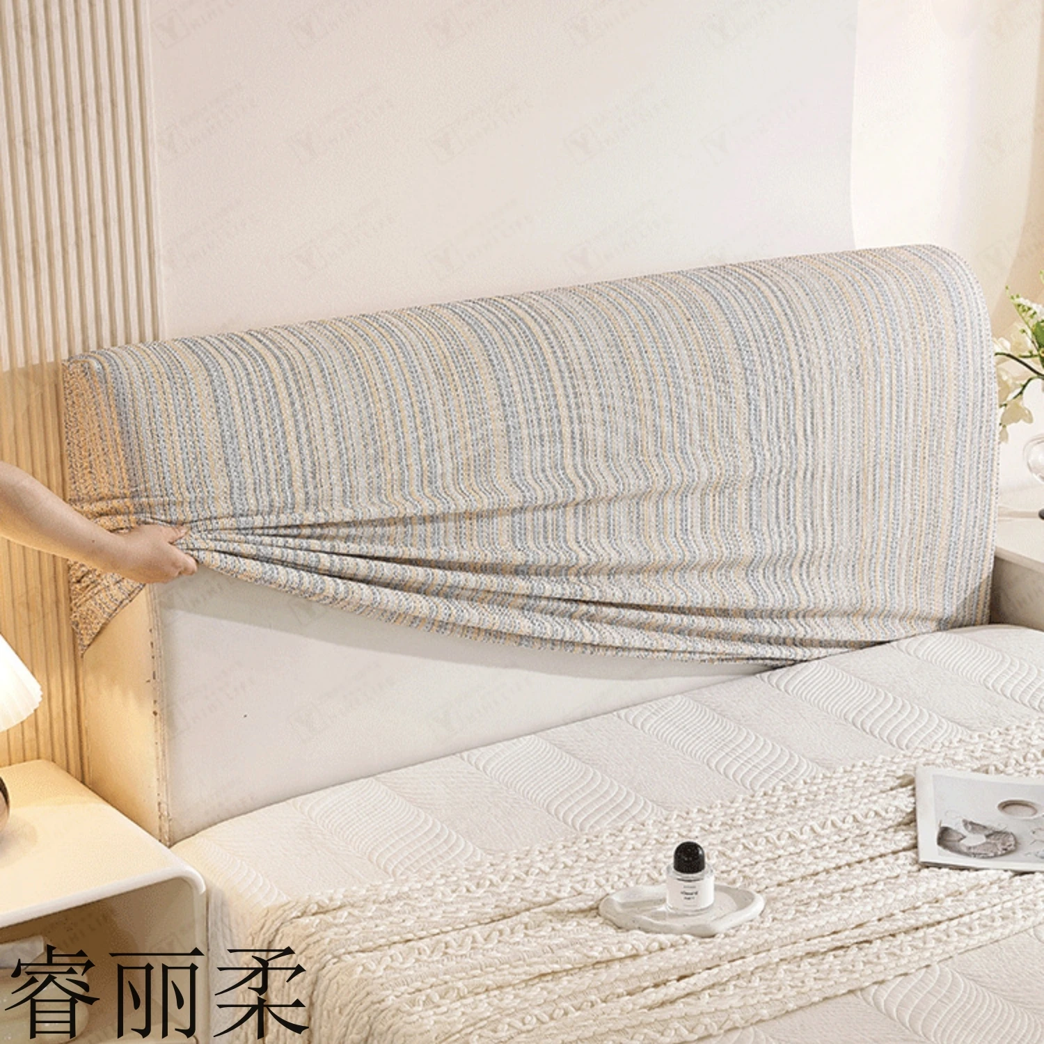 غطاء اللوح الأمامي للسرير مصنوع من الكتان، غطاء رأس ناعم شديد التحمل من الشنيل لغرفة النوم