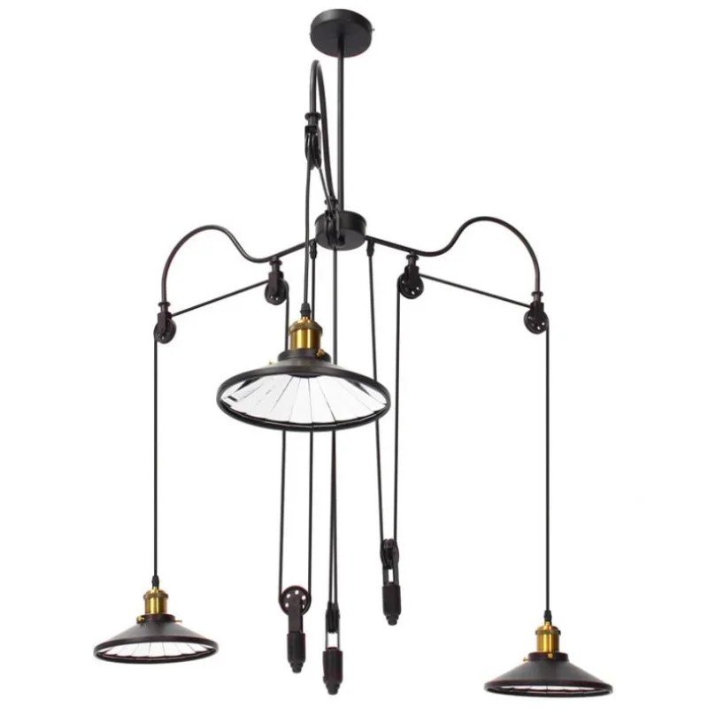 

Factory Filament Triple Reflector Chandelier Pulley Ceiling Lamp Loft E27 Light