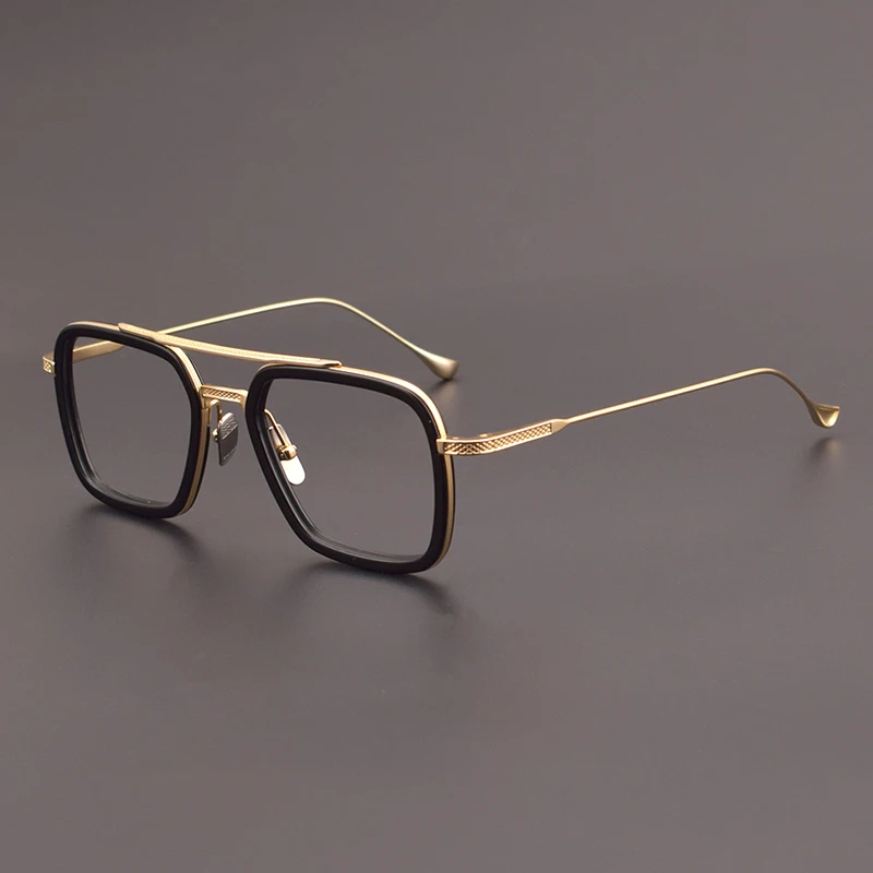 Stervormige parallelle balk grote frame pilotenbril voor dames 006 designer handgemaakte bijziendheidsbril puur titanium UV400 herenbril