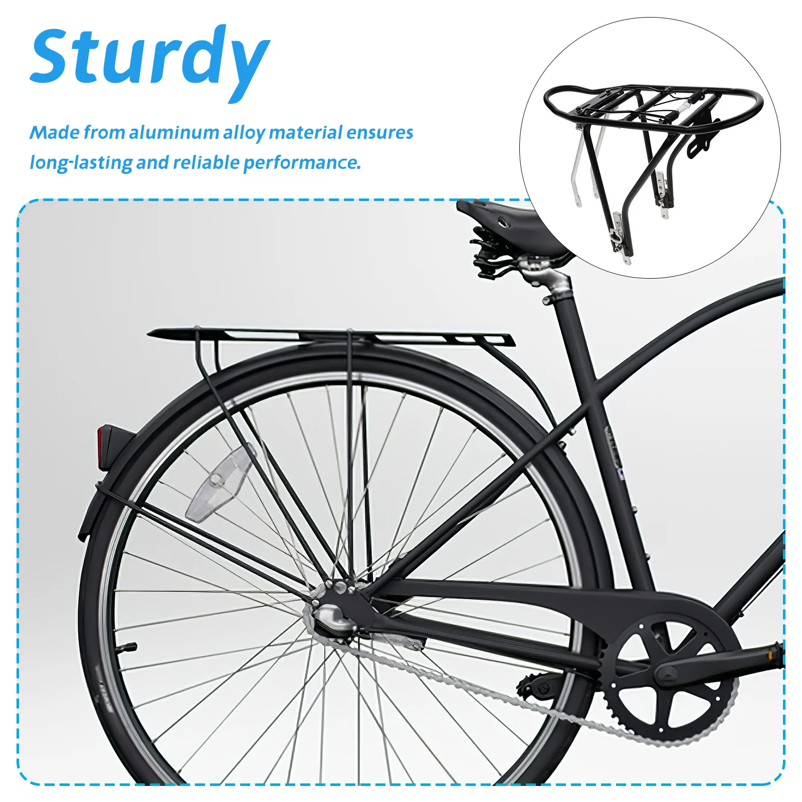 

Aluminum Alloy Lightweight Rear Bicycle Rack Stable Secure Installation Bike Cargo Carrier Rack for Mountain Bike Travel