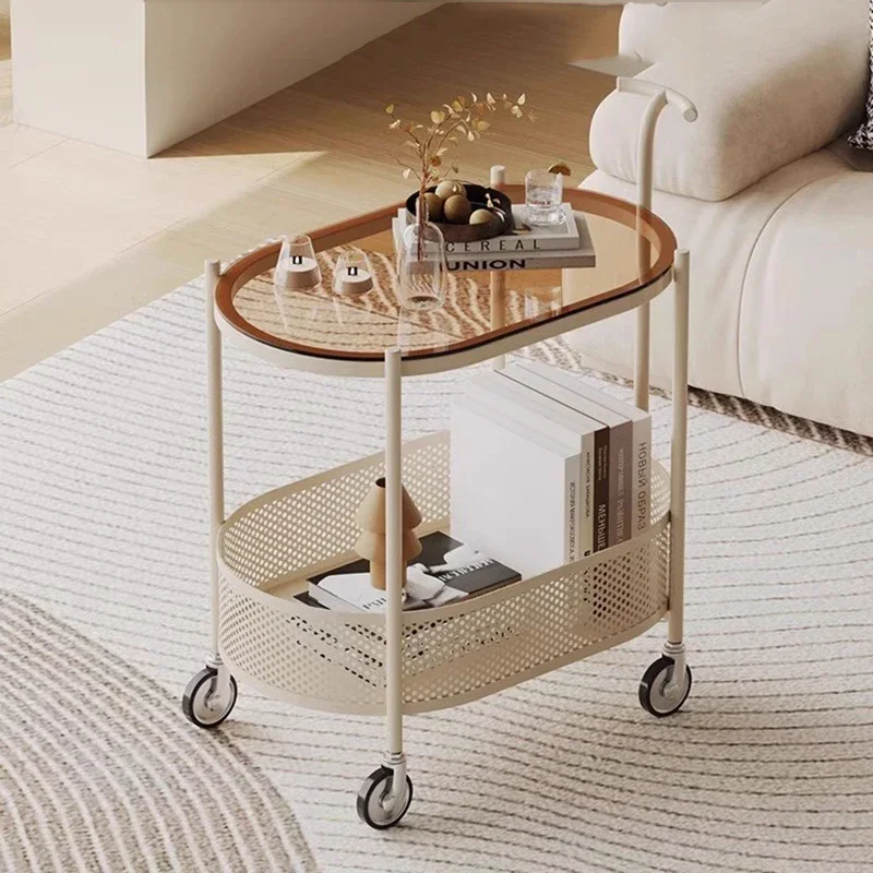 Trolley Storage Rack Movable Creative Sofa Side Cabinet Mobile Cart Storage Bed Head Wheels Salon Furniture