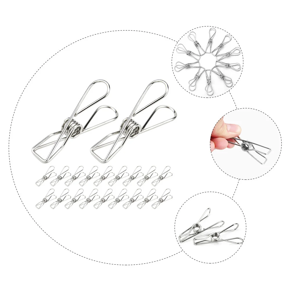 20 Pcs Large Metal Book Clip Potato Chip Storage Binding 20pcs/pack (Silver) Bag Clips