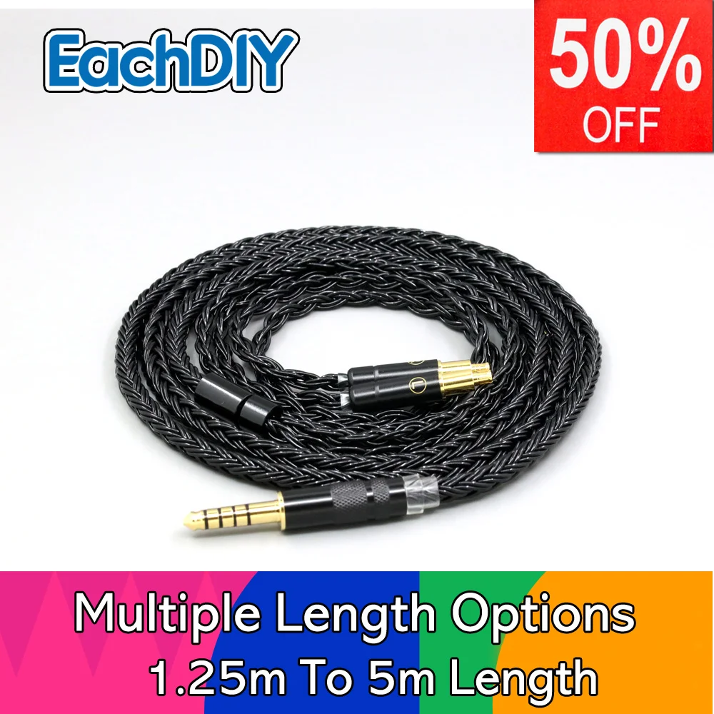 

Braided 16 Core Black Earphone Cable For 990H A2DC Audio Technica ATH-ADX5000 ATH-MSR7b 770H Headphone LN008869
