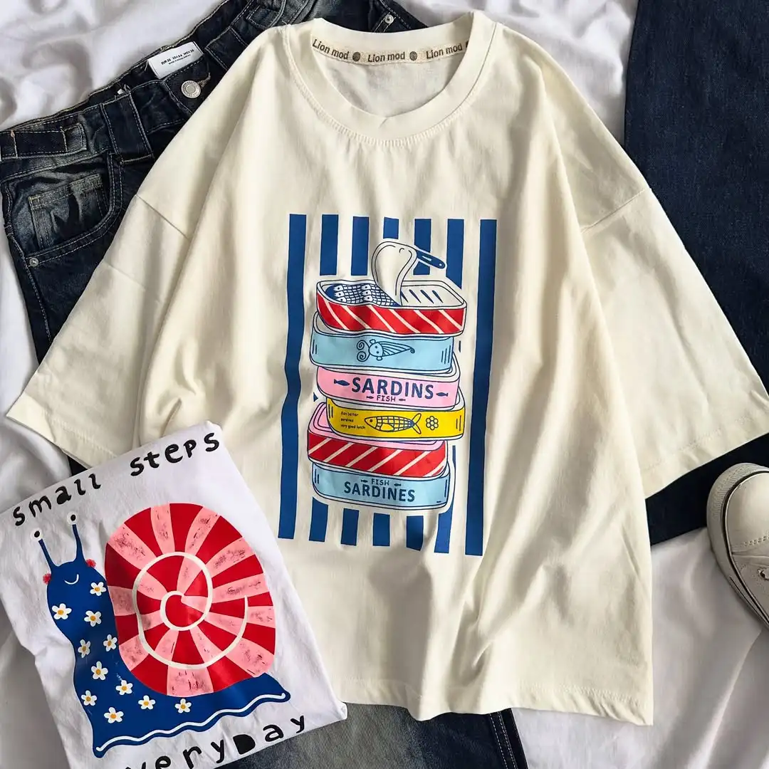 Daily Fine Cat Graphic T Shirts Summer Fashion Street Women Oversized T Shirt Couples Harajuku Pro Choice Y2k Top