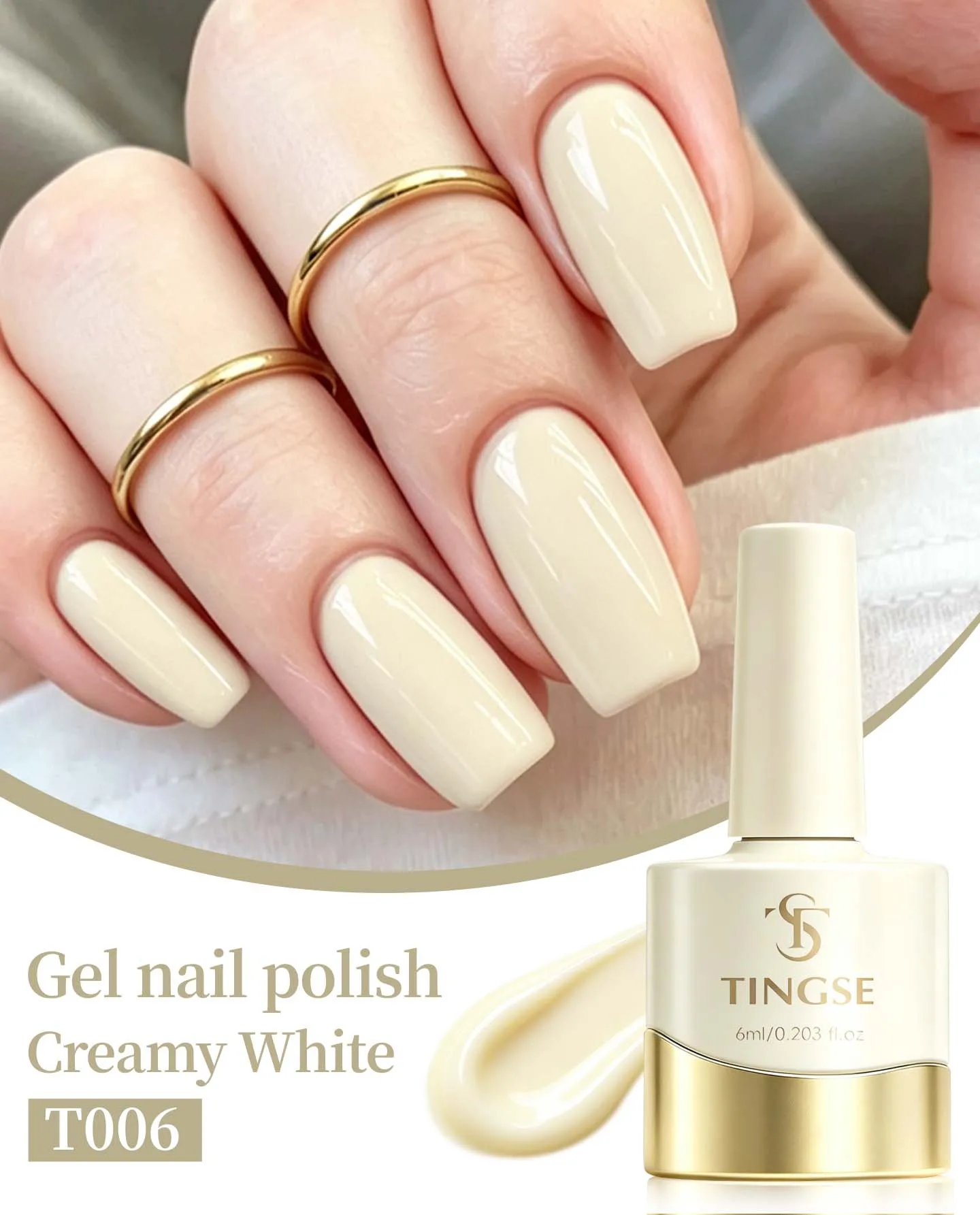 1pc 6ml Creamy White Gel Nail Polish Starter Pure Soak Off No Wipe Nail Gel Polish Suitable For All Seasons