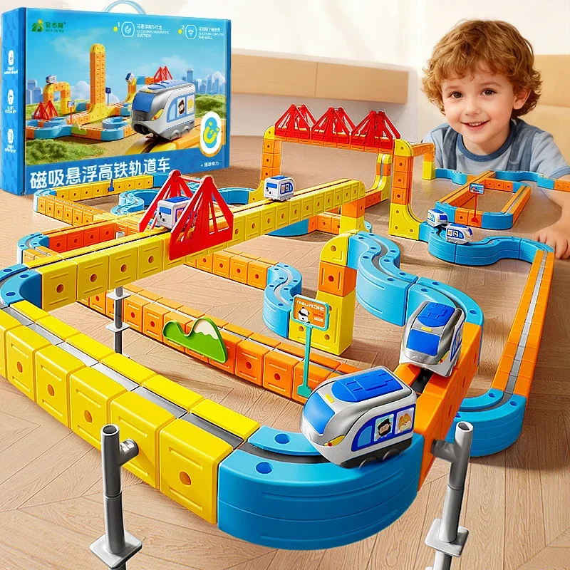 62/128 pçs magnético carro ferroviário bloco de construção conjunto montessori gravidade labirinto pai criança brinquedo interativo crianças presente natal