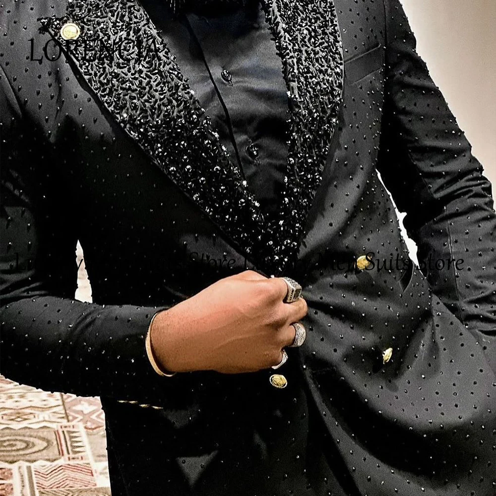 Sparkly Crystal Men Suits 2 Piece Shawl Collar Tuxedos Suit Luxury Jewel Wedding Outfits Customized Blazer Pants costumes homme