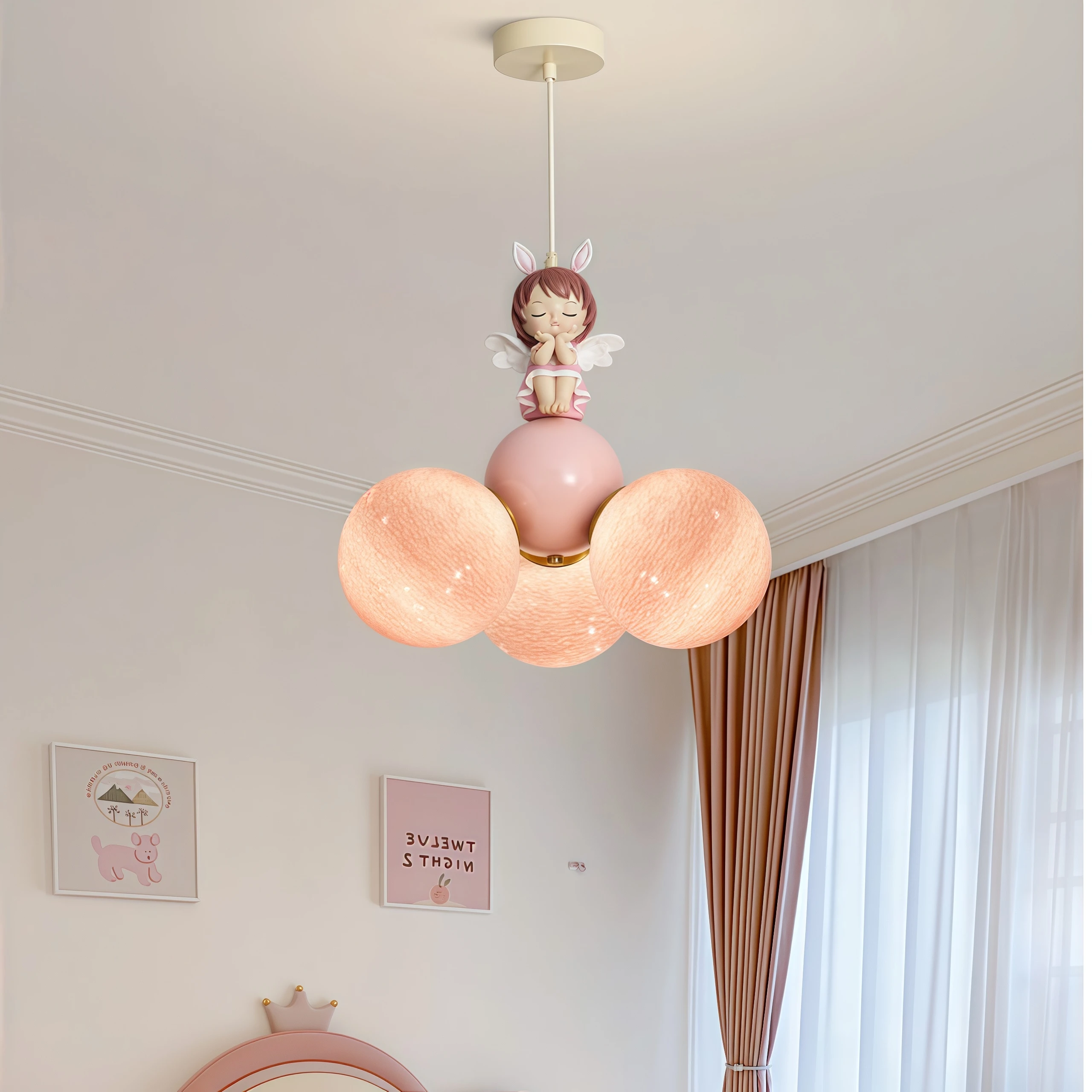 

Children Room Modern LED Chandelier Lights Kid's Room Bedside Cartoon Ceiling Pendent Lamp Bedroom Girl Home Decortion Lighting