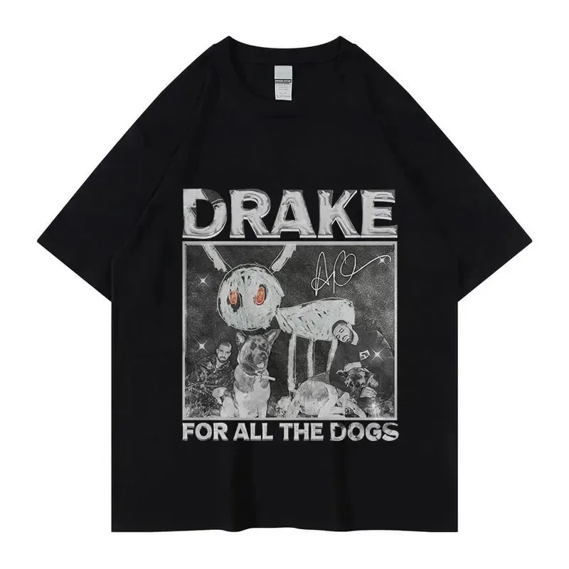 Rapper Drake for All The Dogs Album Tee Print T Shirt Men Women Cotton Hip Hop Short Sleeve T-shirt Trend Tshirts Clothes Tops