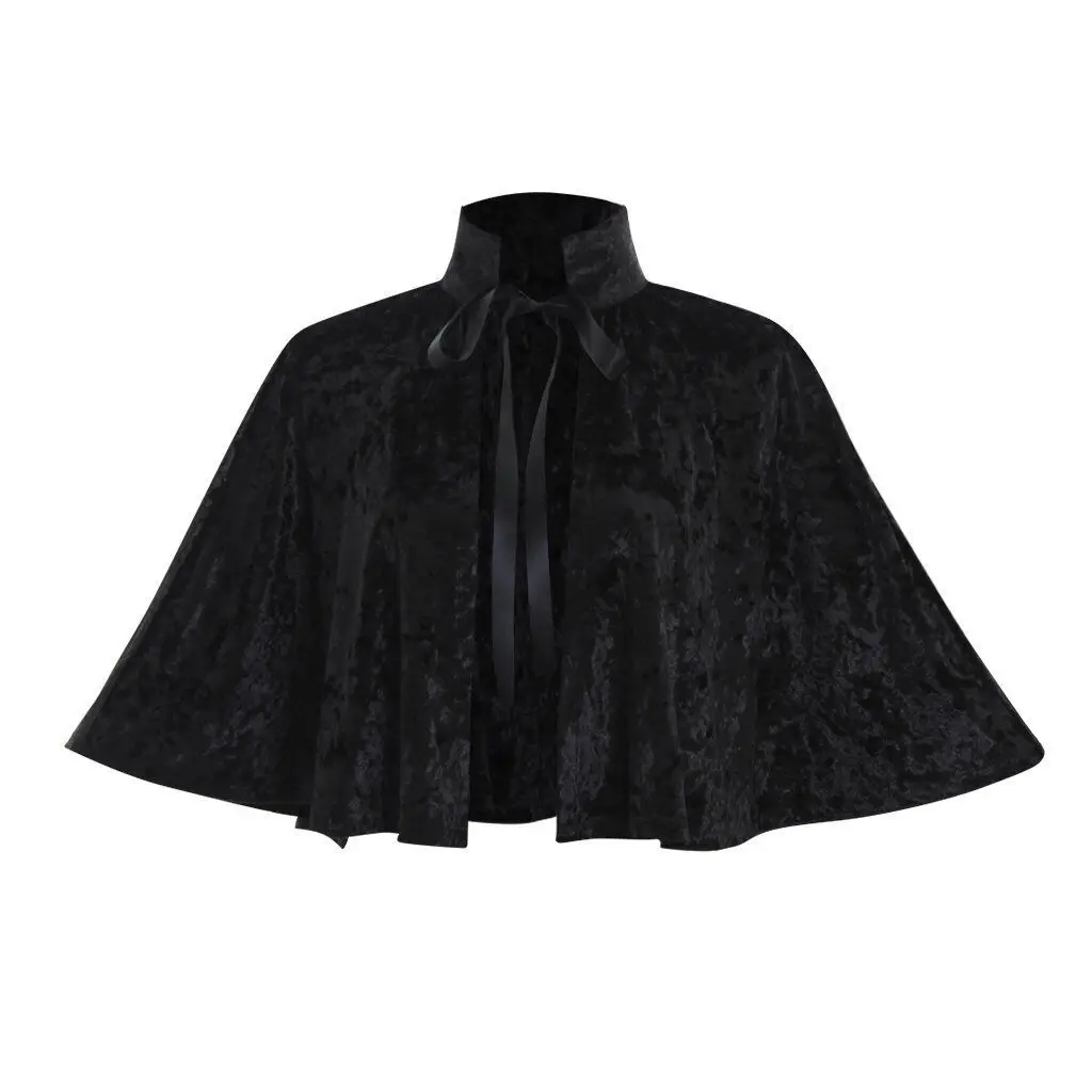 Victorian Steampunk Costume Cloak Gothic Medieval Lolita Collar Capelet Women Short Mini Cape